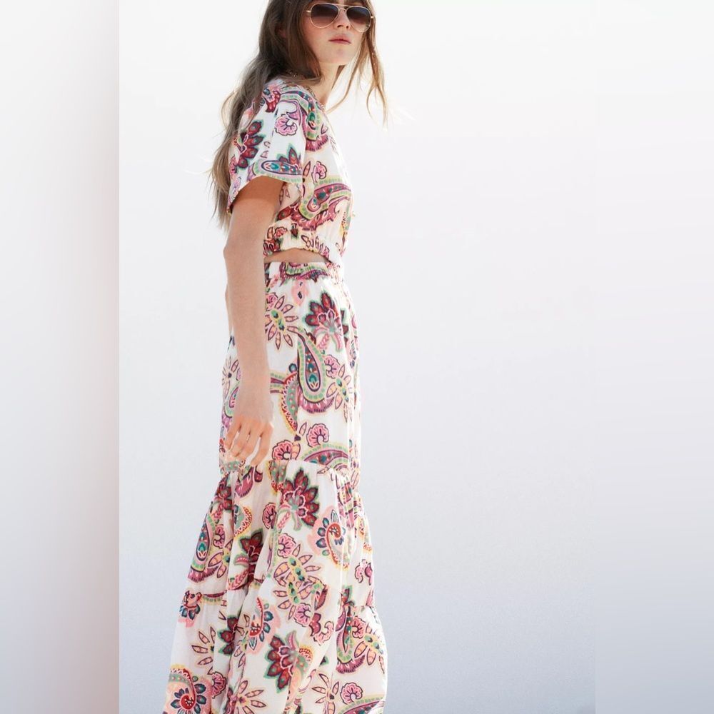 ZARA CUT OUT PRINTED POPLIN DRESS - Picture 5 of 12